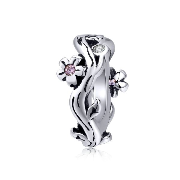 Talisman distantier cu floricele din argint 925 si cristale
