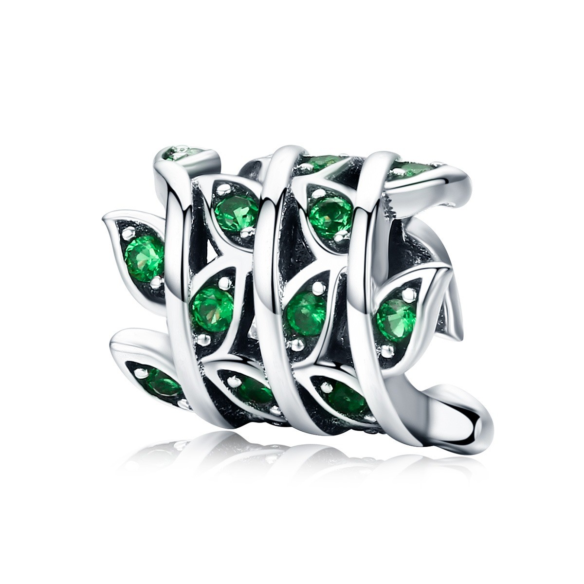 Talisman distantier din argint 925 cu cristale green leaf