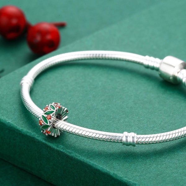 Talisman distantier din argint 925 cu cristale red flower