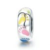 Talisman distantier din argint 925 cu email baby feet