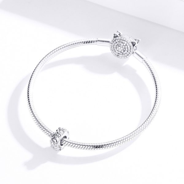 Talisman distantier din argint 925 ladybug and silver leaf