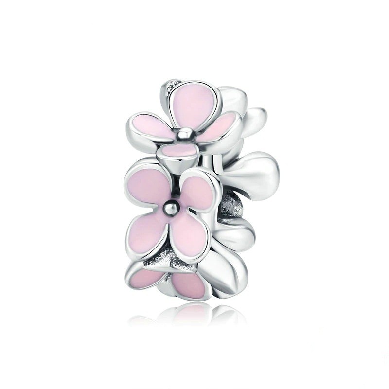 Talisman distantier din argint 925 pink flower