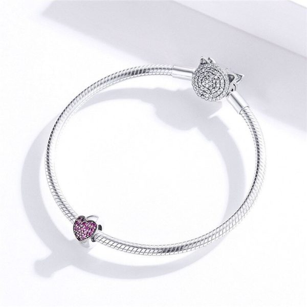 Talisman distantier din argint 925 red heart