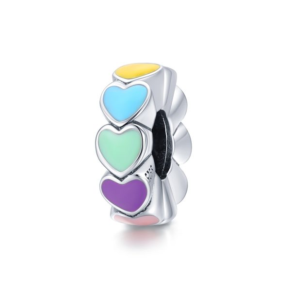 Talisman distantier din argint cu email colorful tiny heart