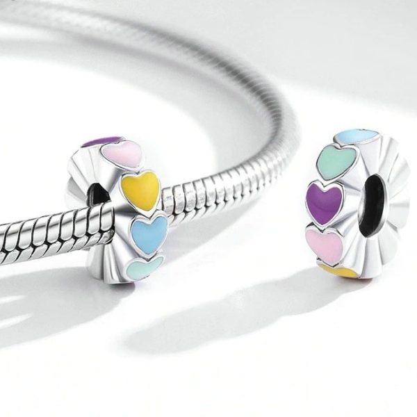 Talisman distantier din argint cu email colorful tiny heart