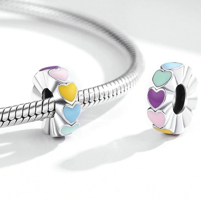 Talisman distantier din argint cu email colorful tiny heart