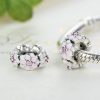 Talisman distantier din argint cu email pink cute flower