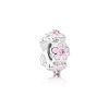 Talisman distantier din argint cu email pink cute flower