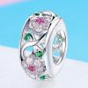 Talisman distantier floral din argint cu cristale zirconiu