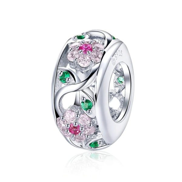 Talisman distantier floral din argint cu cristale zirconiu