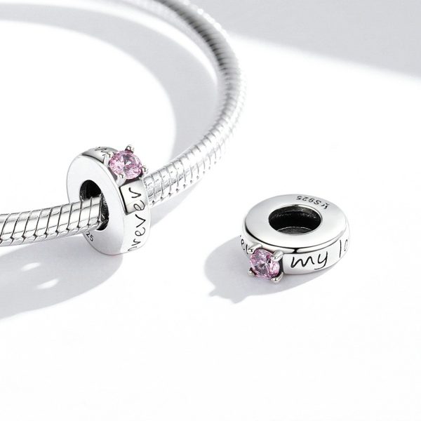 Talisman distantier pink ring din argint 925 cu cristale
