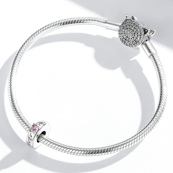 Talisman distantier pink ring din argint 925 cu cristale