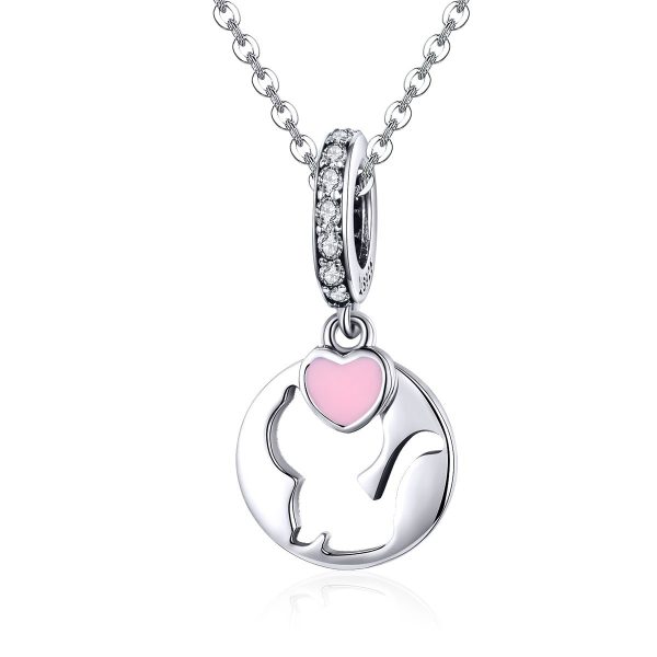 Talisman pandantiv din argint 925 cat and pink heart
