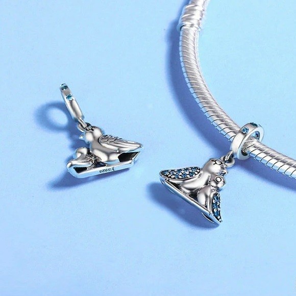 Talisman pandantiv din argint 925 cu cristale cute bird