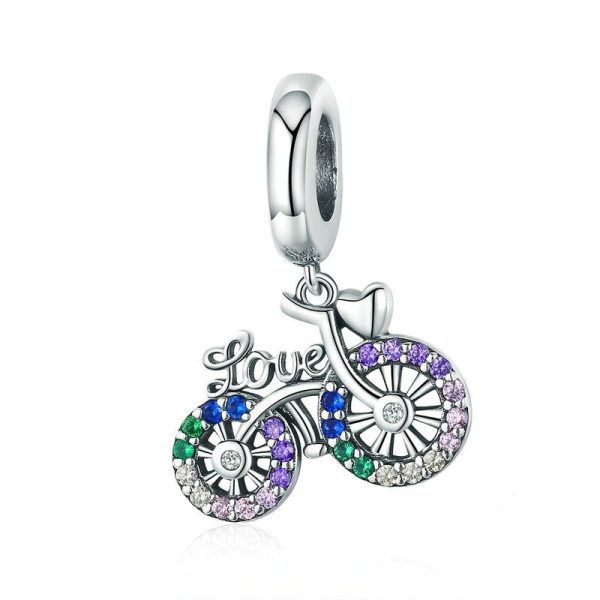 Talisman pandantiv din argint 925 cu zirconiu love bike