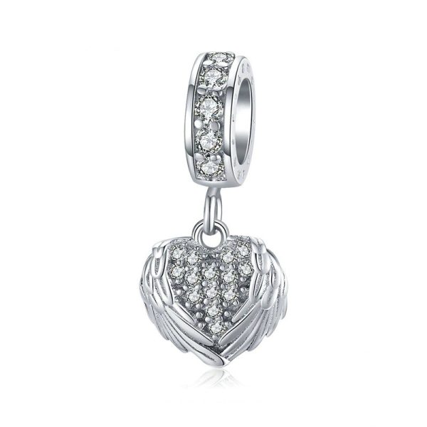 Talisman pandantiv din argint cu cristale heart wings