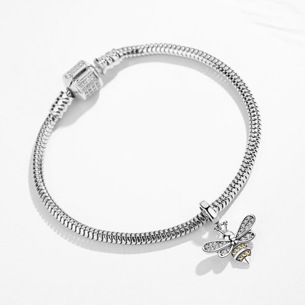 Talisman pandantiv din argint cu cristale zironiu cute bee