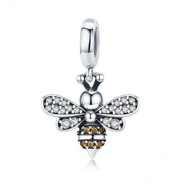 Talisman pandantiv din argint cu cristale zironiu cute bee