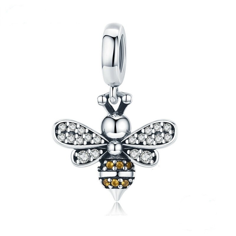 Talisman pandantiv din argint cu cristale zironiu cute bee