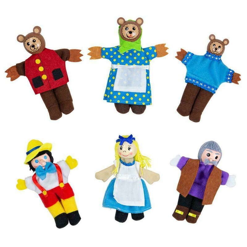 BigJigs - Papusi degetar 2 in 1 Pinochio si Povestea Cei trei ursuleti
