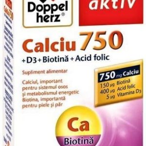 Doppelherz Aktiv Calciu 750mg + D3 + biotina + acid folic - 30 comprimate