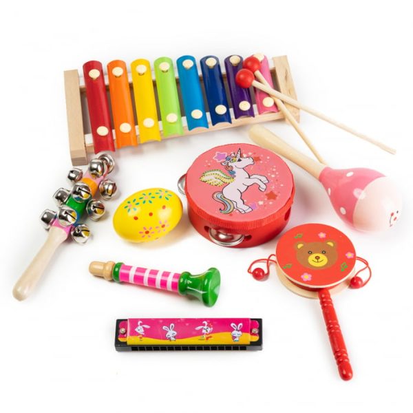 Set 8 Instrumente Muzicale din Lemn Montessori