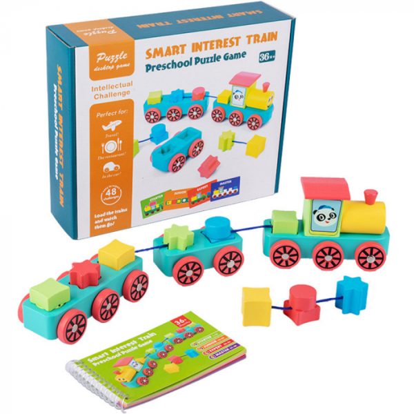 Jucarie Multifunctionala din Lemn - Trenulet si Puzzle