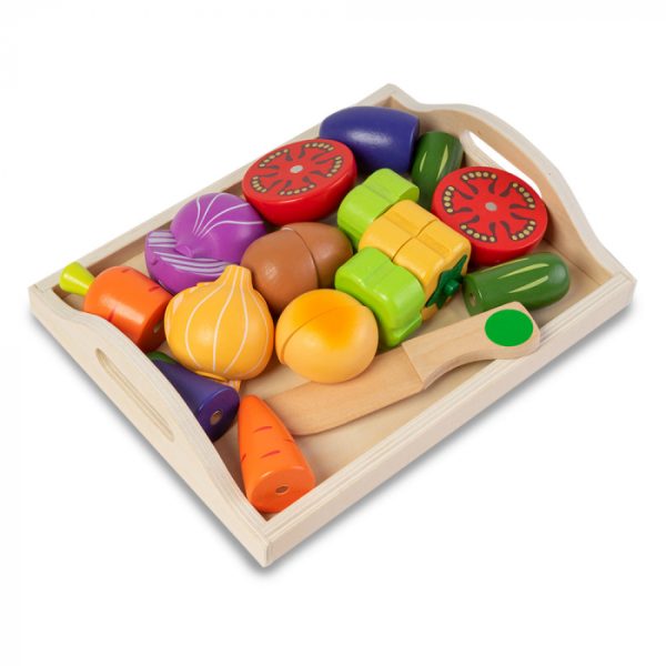 Legume din Lemn in Tavita - 12 Piese Montessori