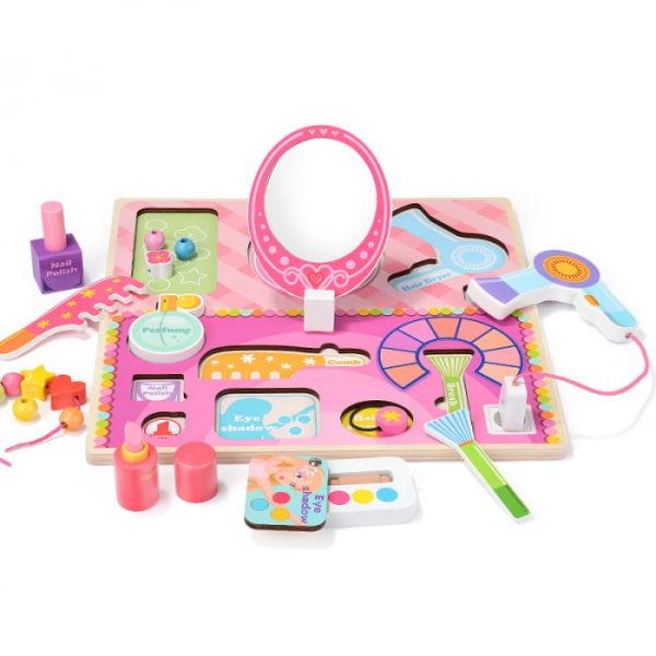 Set de Infrumusetare din Lemn Roz cu Accesorii - Puzzle 3D