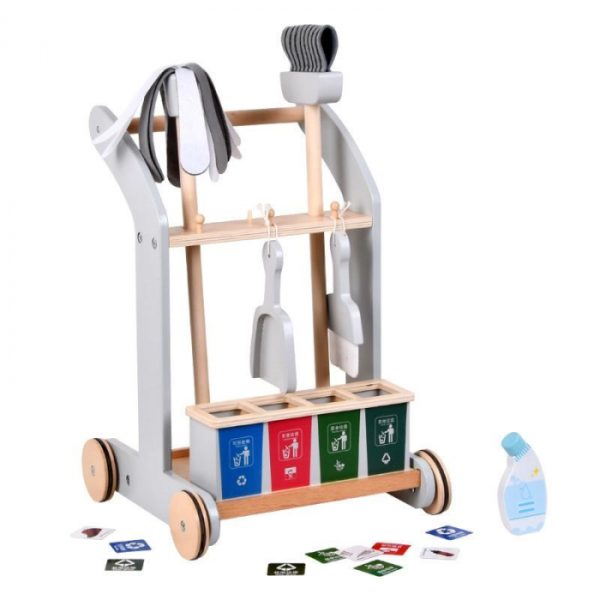 Set Carucior de Curatenie de Lemn Copii Montessori
