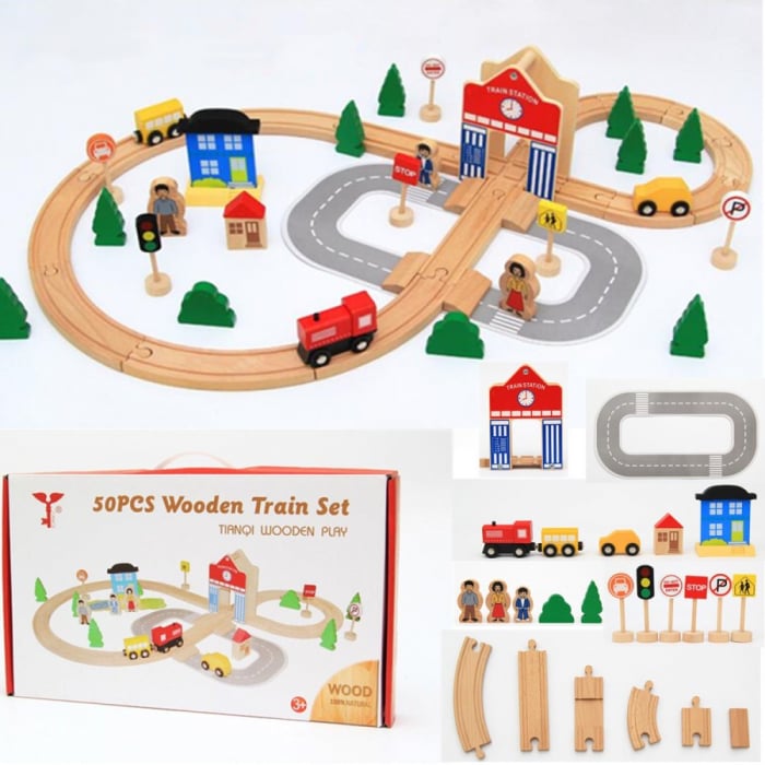 set-trenulet-cu-cale-ferata-blocuri-de-construce-ie-scena-de-trafic-urban-feroviar-80-piese-copie-304623.jpg Set Trenulet Educational cu Cale Ferata din Lemn - 50 Piese