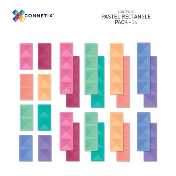 CT_Box_Contents_PastelRect_24.jpg Set de constructie magnetic, Connetix, Pastel Rectangle Pack 24 pc