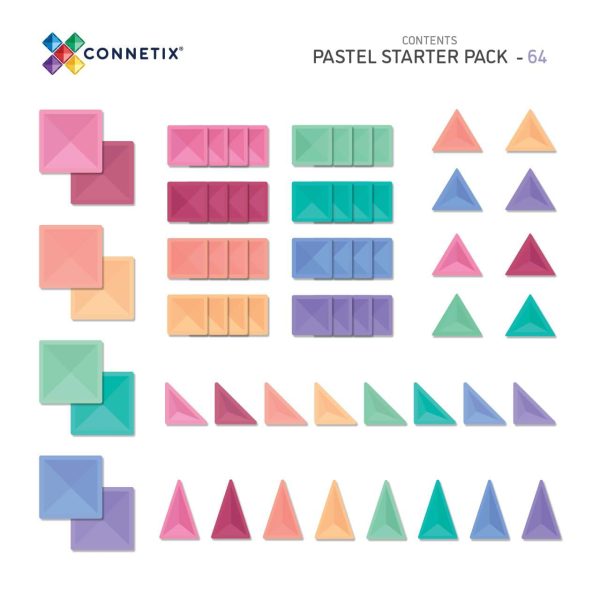CT_Box_Contents_Pastel_64.jpg Set de constructie magnetic, Connetix, Pastel Starter Pack 64 pc