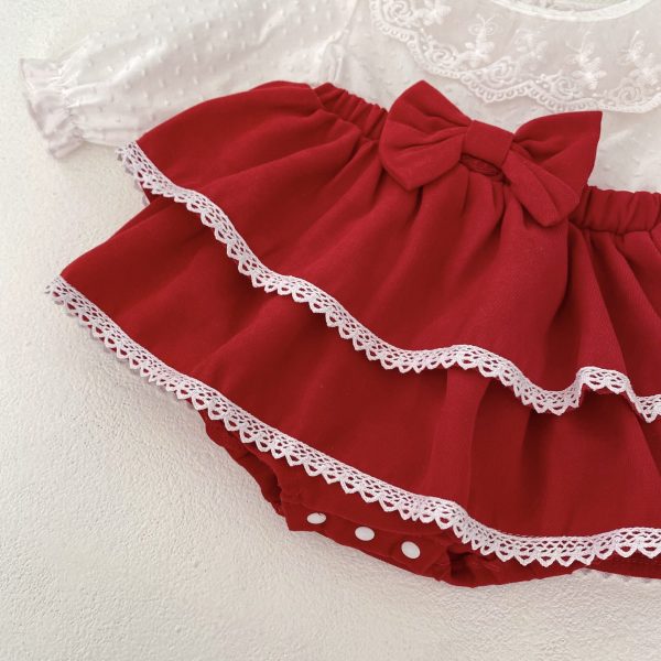 Rochita Fetita Rosie Cu Dantela Alba - 0-3 luni