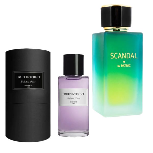 Pachetfruitinterdit_scandal.jpg Pachet 2 parfumuri, Scandal by Patric 100 ml si Fruit interdit by Infinitif Paris 50 ml