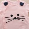 Salopeta Copii Bumbac Roz Meow - 9-12 luni