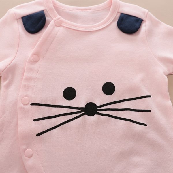 Salopeta Copii Bumbac Roz Meow - 9-12 luni