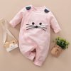 Salopeta Copii Bumbac Roz Meow - 9-12 luni