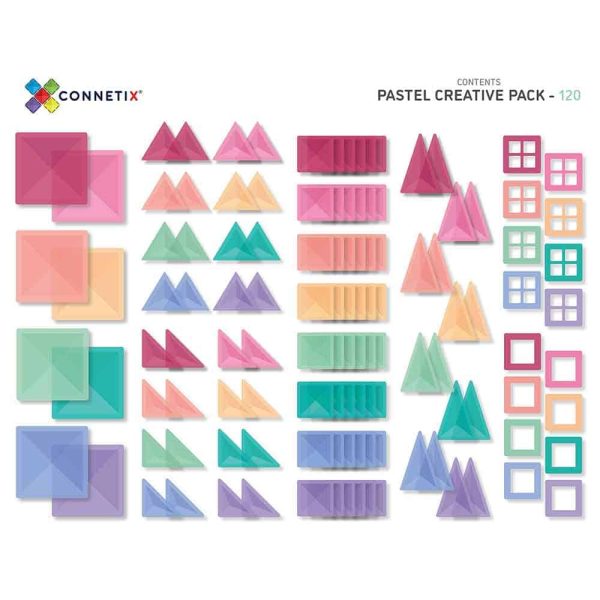 Set de constructie magnetic, Connetix Magnetic Tiles, Pastel Creative Pack 120 piese