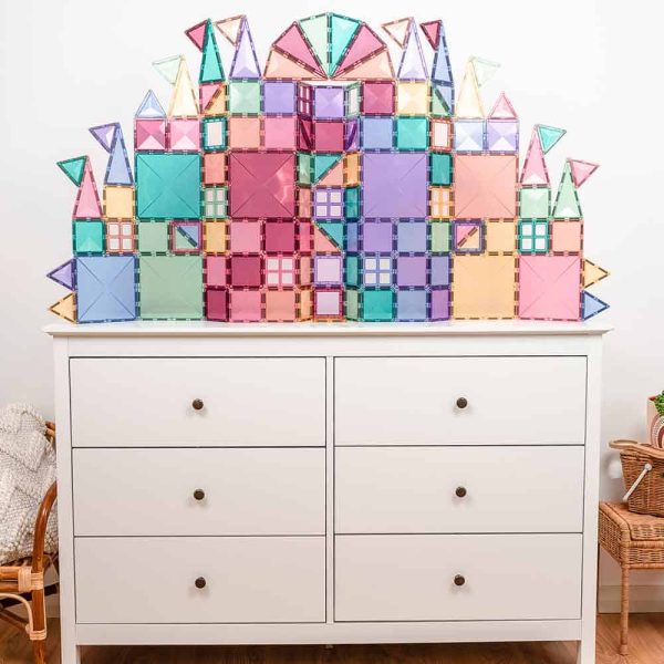 Set de constructie magnetic, Connetix Magnetic Tiles, Pastel Creative Pack 120 piese