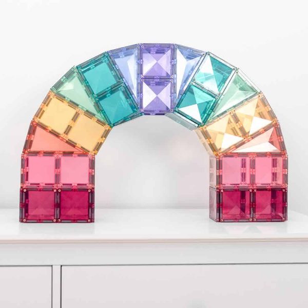 Set de constructie magnetic, Connetix Magnetic Tiles, Pastel Creative Pack 120 piese