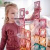 Set de constructie magnetic cu circuite cu bile, Connetix Magnetic Tiles, Pastel Ball Run 106 piese