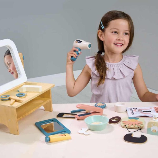 Masuta cosmetica, din lemn premium - Hair Salon - Tender Leaf Toys