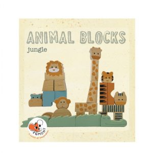 Animalele Junglei din Cuburi de Lemn Natur