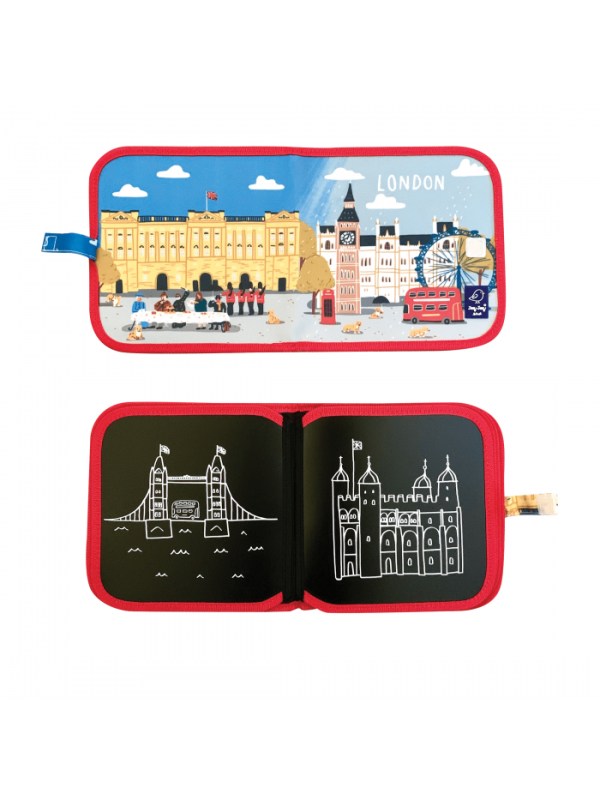 Carte reutilizabila pentru copii, desen/colorat - Colectia "Cities of Wonder" - London