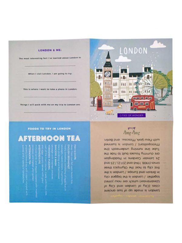 Carte reutilizabila pentru copii, desen/colorat - Colectia "Cities of Wonder" - London