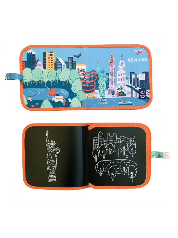 Carte reutilizabila pentru copii, desen/colorat - Colectia "Cities of Wonder" - New York