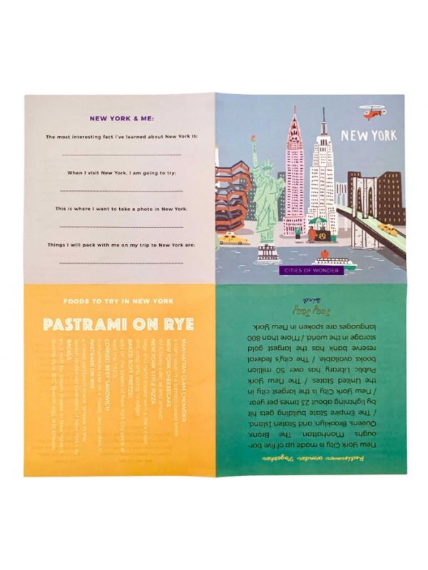 Carte reutilizabila pentru copii, desen/colorat - Colectia "Cities of Wonder" - New York