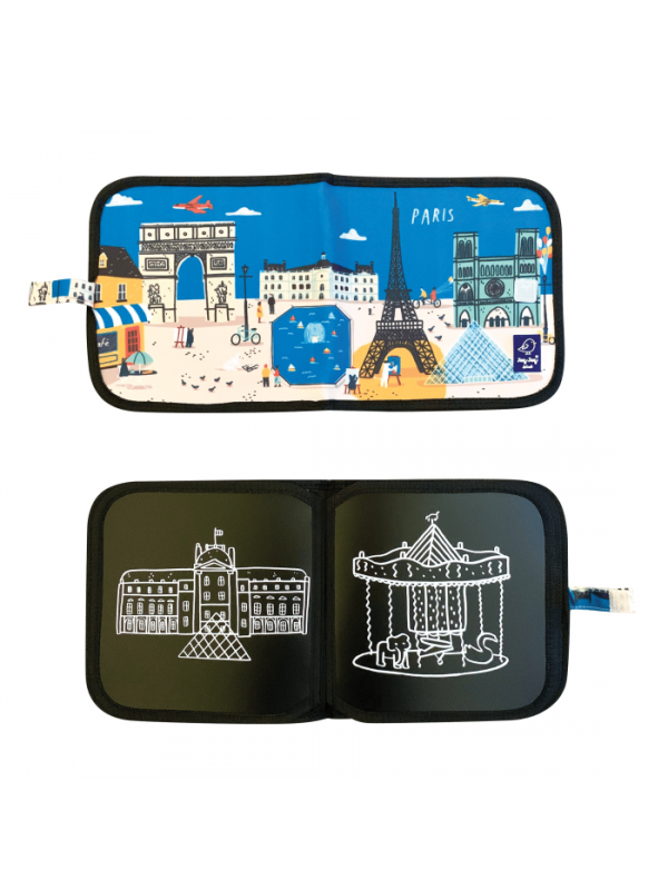 Carte reutilizabila pentru copii, desen/colorat - Colectia "Cities of Wonder" - Paris