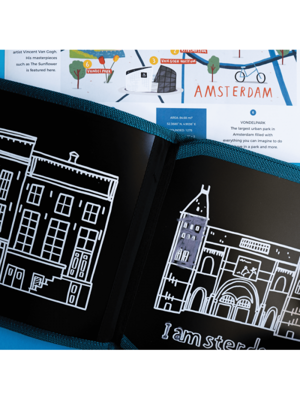 Carte reutilizabila pentru copii, desen- colorat - Colectia 'Cities of Wonder' - Amsterdam